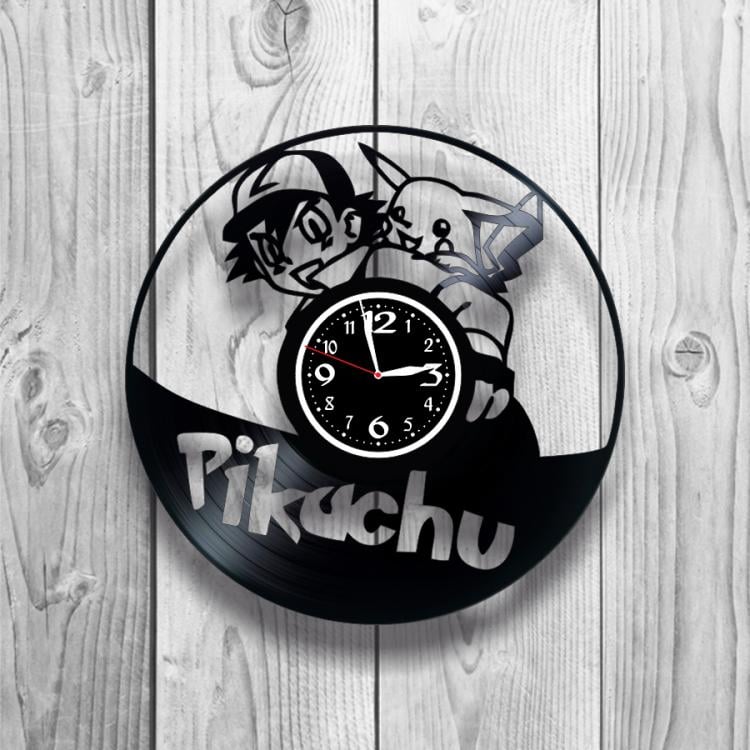 Часы настенные Пикачу 0382 из виниловой пластинки