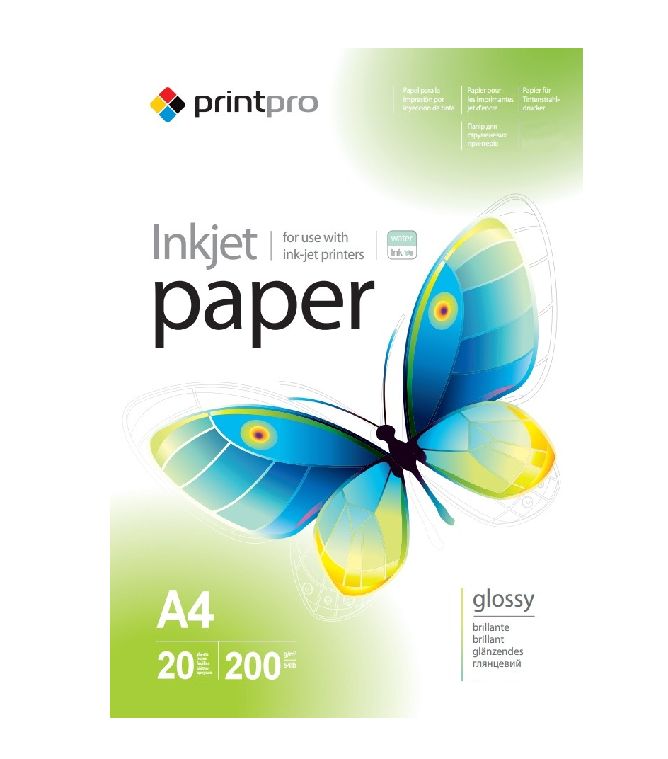 Фотобумага глянцевая PrintPro A4 200 г/м2 20 листов (PGE200020A4)
