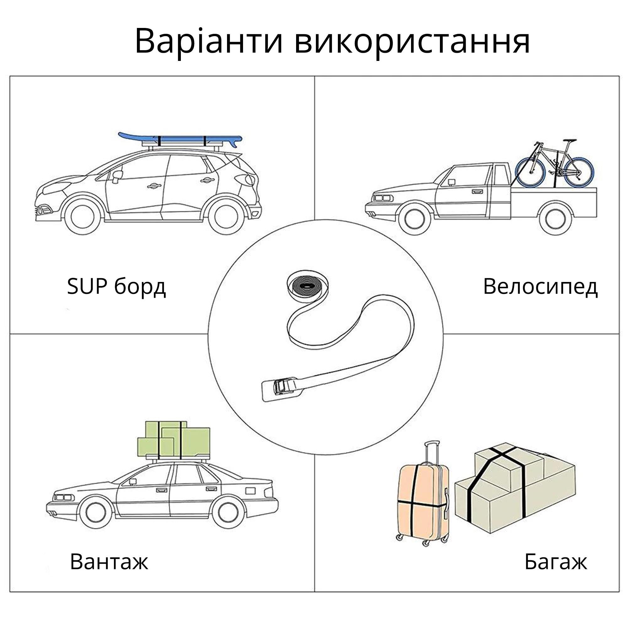 Ремень стяжной для фиксации и перевозки грузов Extra с двойными крючками 2 шт. Оранжевый - фото 5