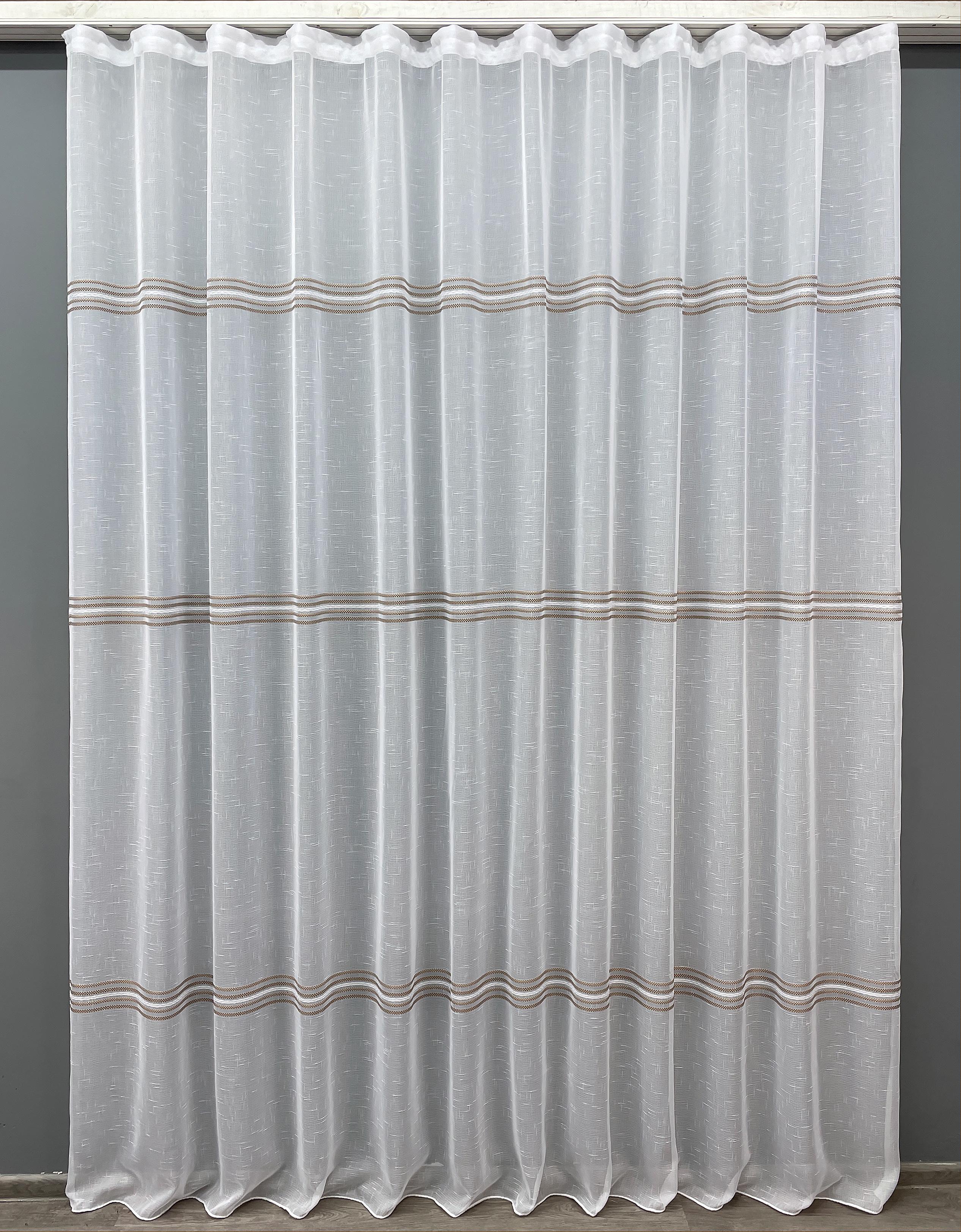 Тюль VR-Textil 1429 Кружево Лен 250х270 см Белый/Коричневый (42-0304)