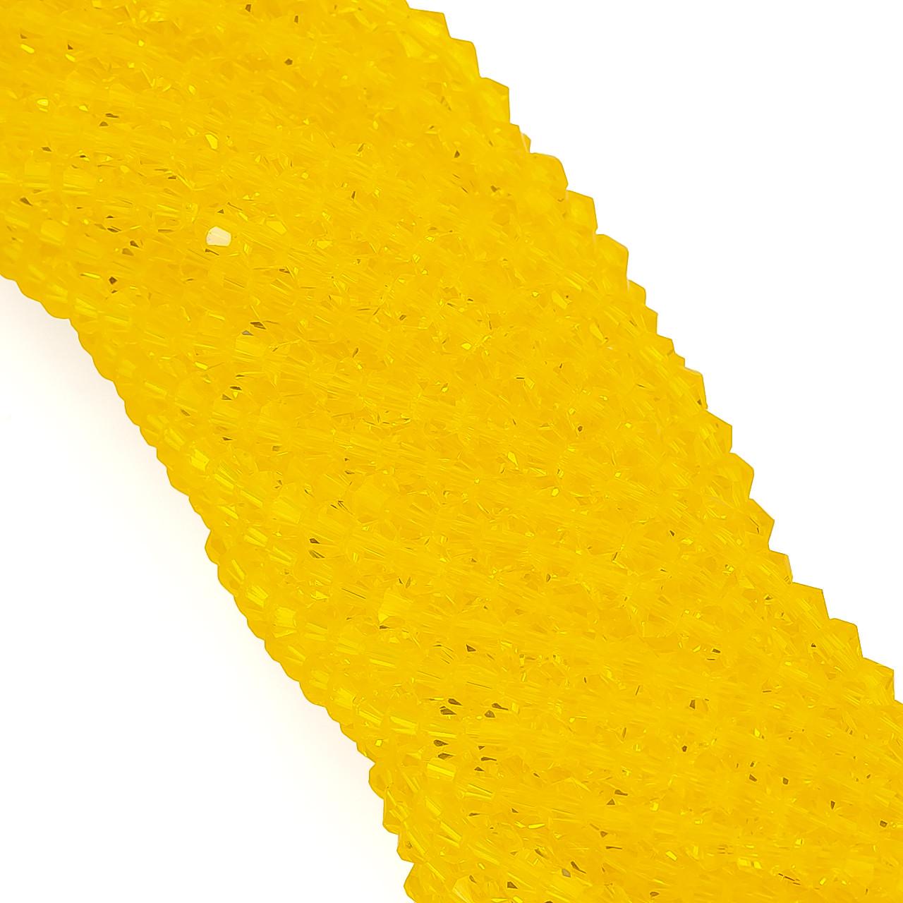 Бусины хрустальные Биконус 4х4,2 мм 95 шт. Желтый (БИ0004к04)