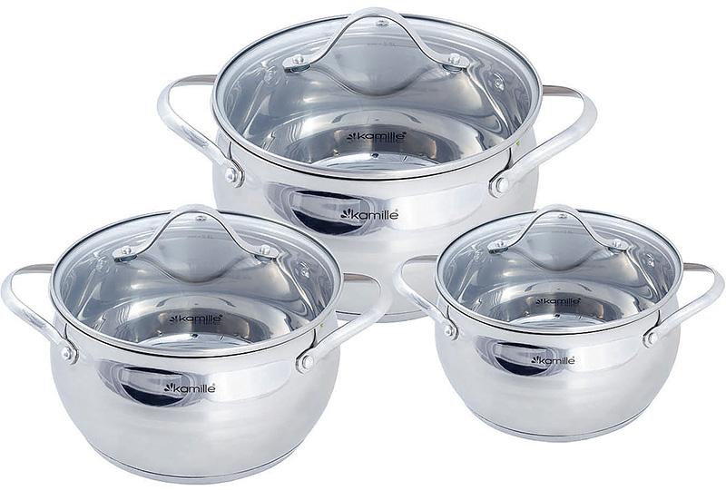 Кастрюли Kamille Fine Silver Pen 2,1/3,7/6,1 л 3 шт.