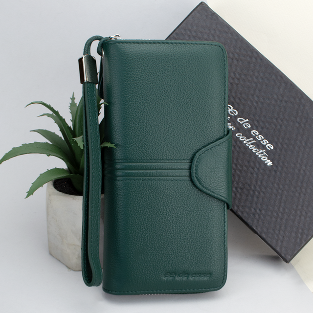Кошелек женский кожаный De Esse LC14621-GD106 большой с ручкой Бирюзовый (1973520375)