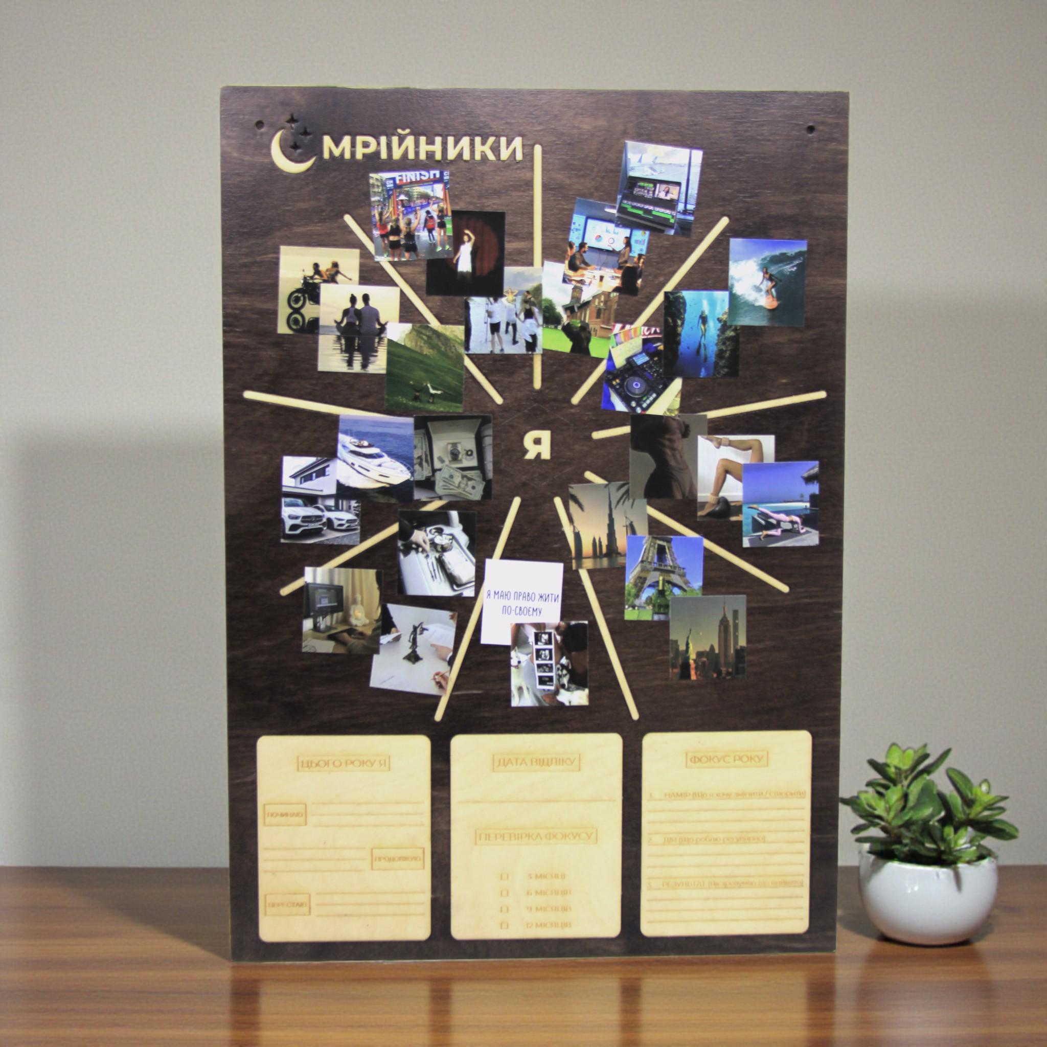 Мудборд-дошка бажань Мрійники 200 наклейок 9 сфер життя 45х32 см (DB-003)