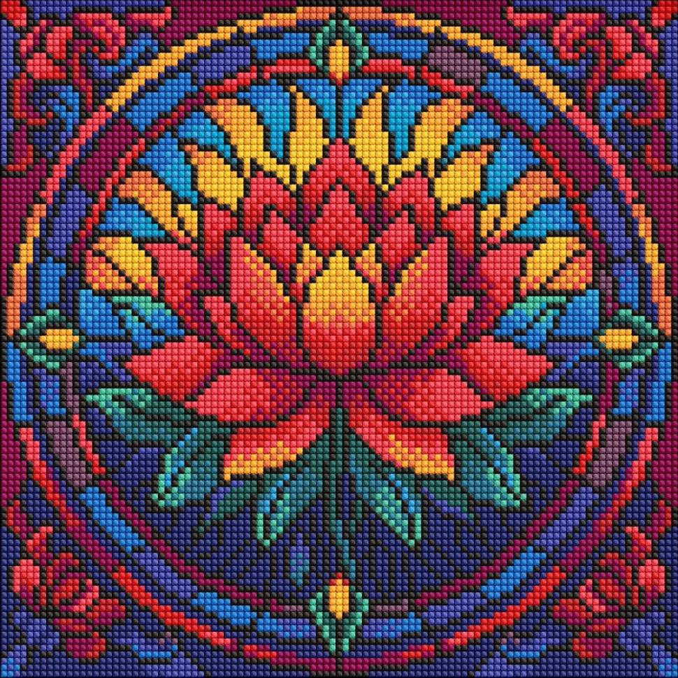 Алмазная мозаика Ideyka Витраж Лотос 30x30 см (AMO8330)