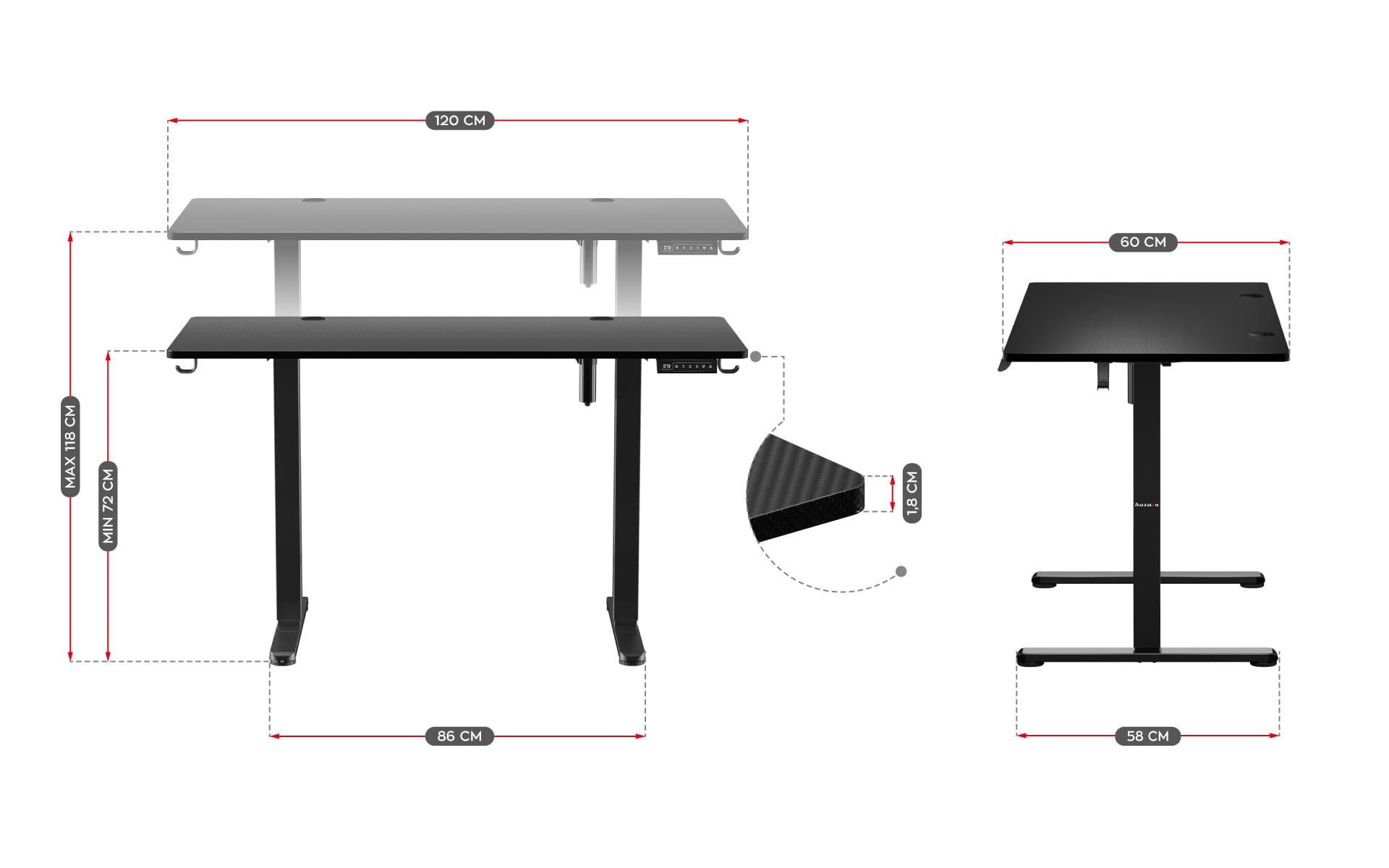 Компьютерный стол HUZARO HERO с электрической регулировкой 8,2 Black (11555863) - фото 5