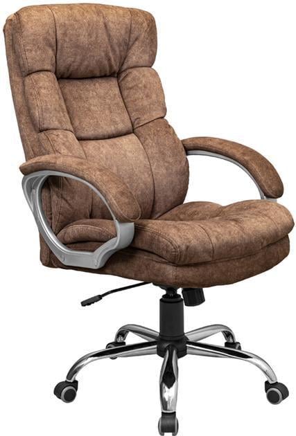 Офисное кресло руководителя ManhattanDesign Tilt М-1 хром прорезиненные колеса Brown (rch_chr_00172)