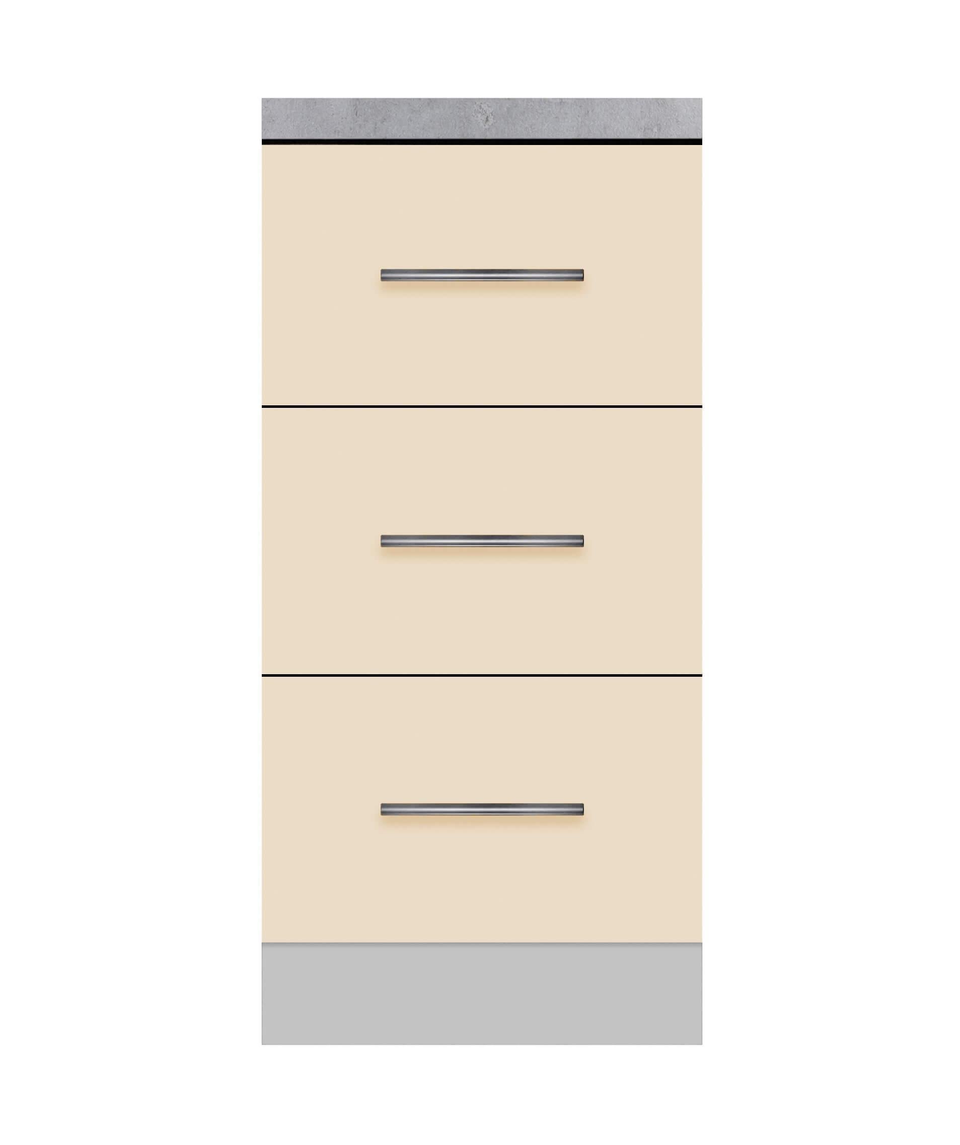 Тумба з трьома ящиками МАКСІ-МЕблі зі стільницею 1-ї категорії складська програма ширина 300 Сірий/Ваніль (80128)