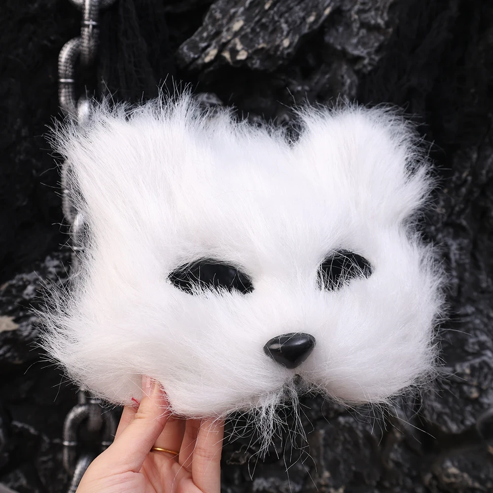 Маска меховая пушистая Кота Белый - фото 4 Маска меховая пушистая Кота Белый - фото 4