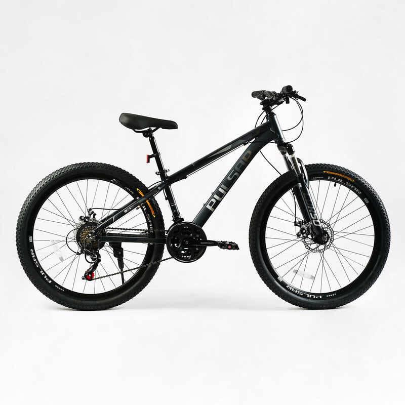 Велосипед спортивный Corso PULSAR 26" 21 скорость алюминиевая рама 13" переключатели Shimano Black (137779)