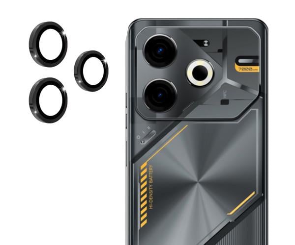 Защитное стекло с рамкой CD Pattern для Tecno Pova 6 на заднюю камеру Черный
