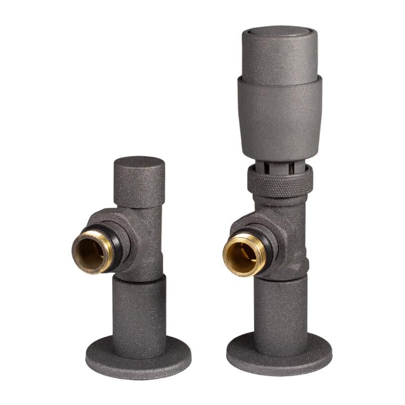 Краны радиаторные угловые Ideale 1/2” x 1/2” ВЗ с термоголовкой Графитовый (TU-22606)