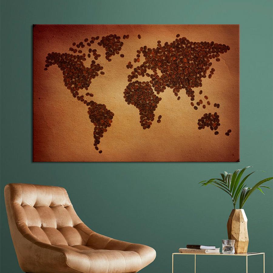 Картина карта Карта мира из кофе 120x80 см (A1346-1)