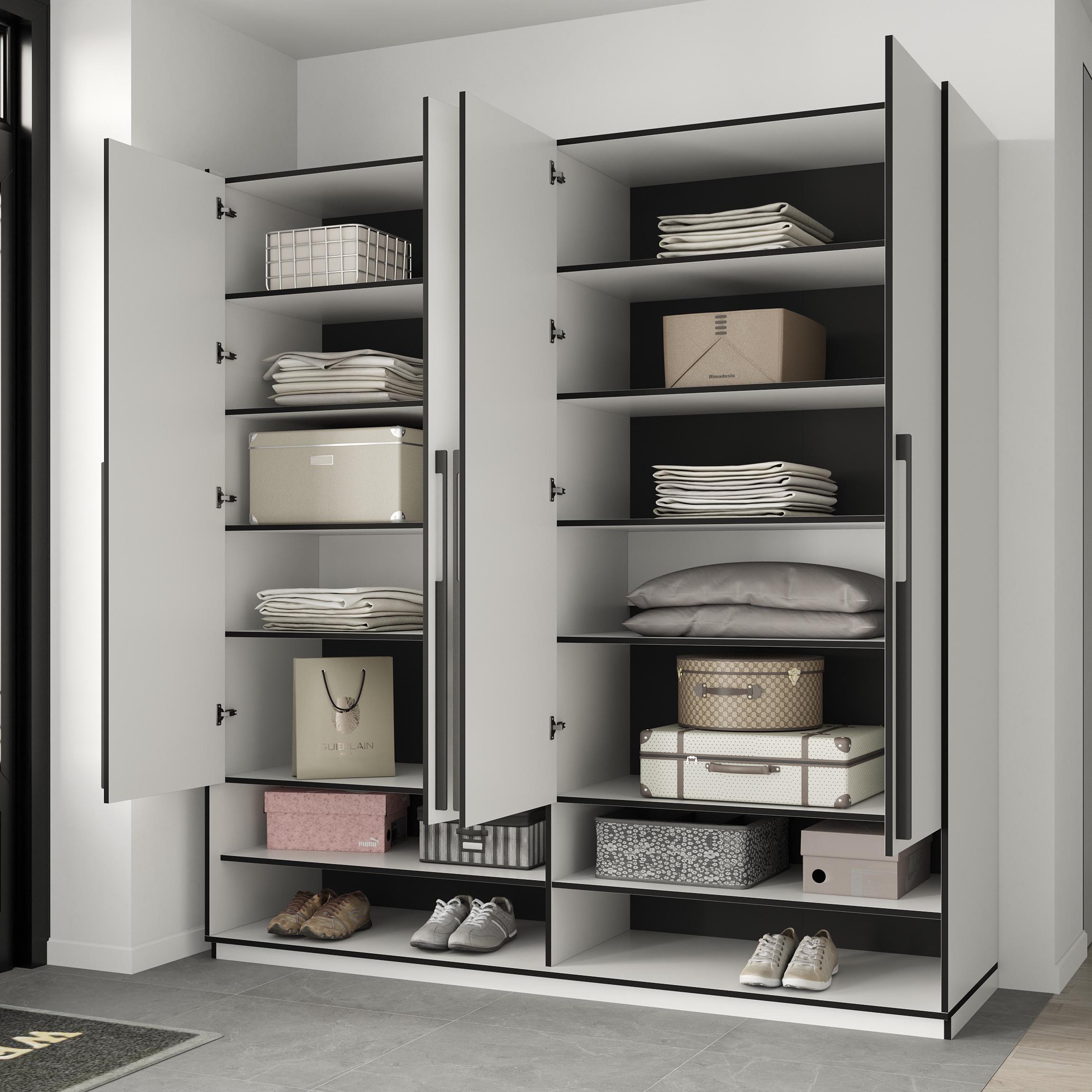 Шафа в передпокій розпашна чотиридверна на 14 полиць 1969х2100х570 мм Венге темний (mr-7-vg) - фото 2