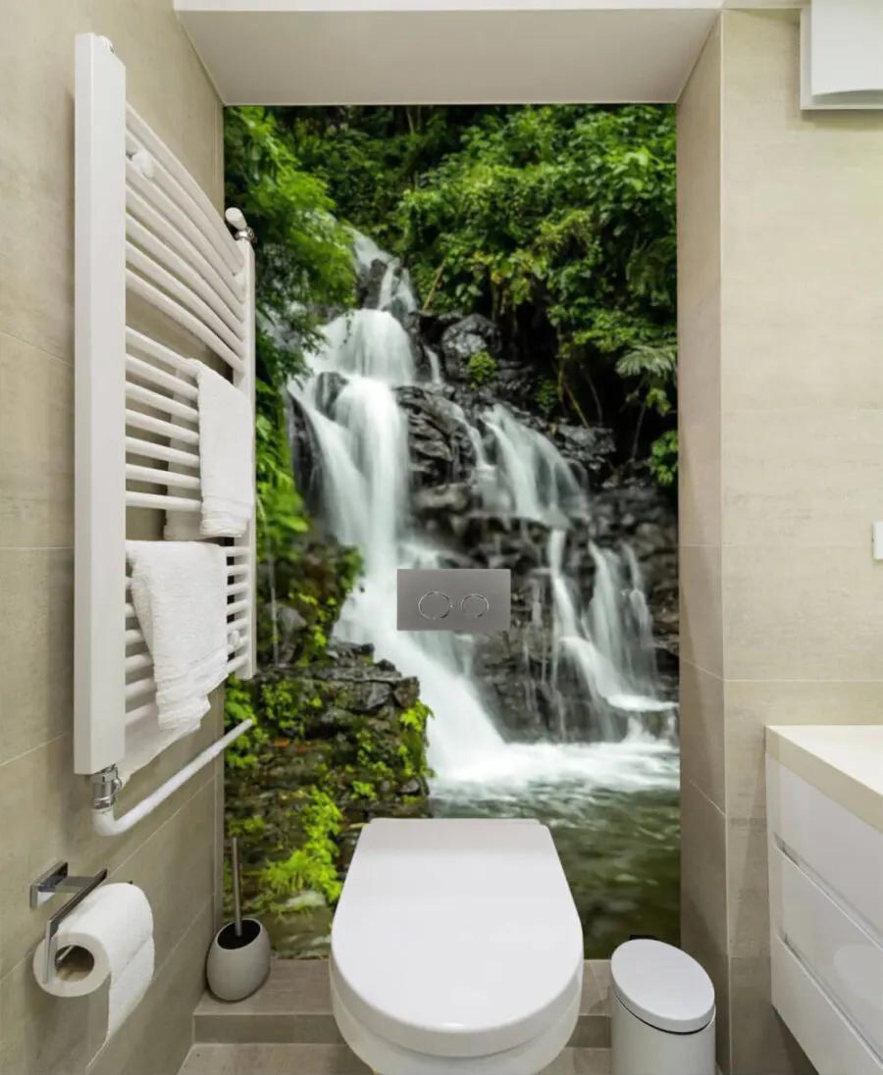 Фотообои Водопад посреди леса Разноцветный (000347)