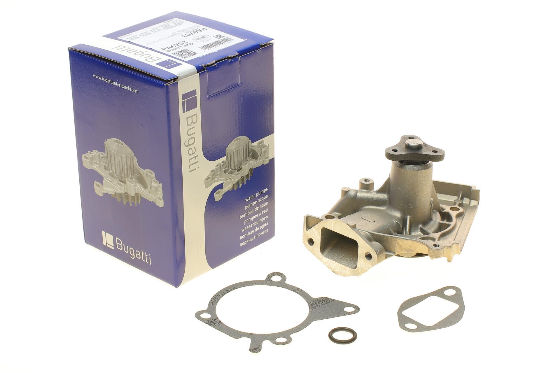 Помпа воды Bugatti Mazda 121/323 1.1/1.3/1.6/1.8 87-01/RX-7 1.3 92-02/Kia Sephia 1.5-1.6 95-97 B/B 6 лоп. PA6703