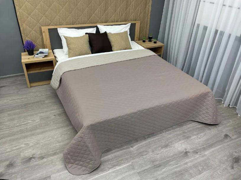 Покривало на ліжко/диван двостороннє Decorator Ultra Sonic Microfiber 160х215 см Сіро-коричневий/Бежевий (85-010) - фото 8