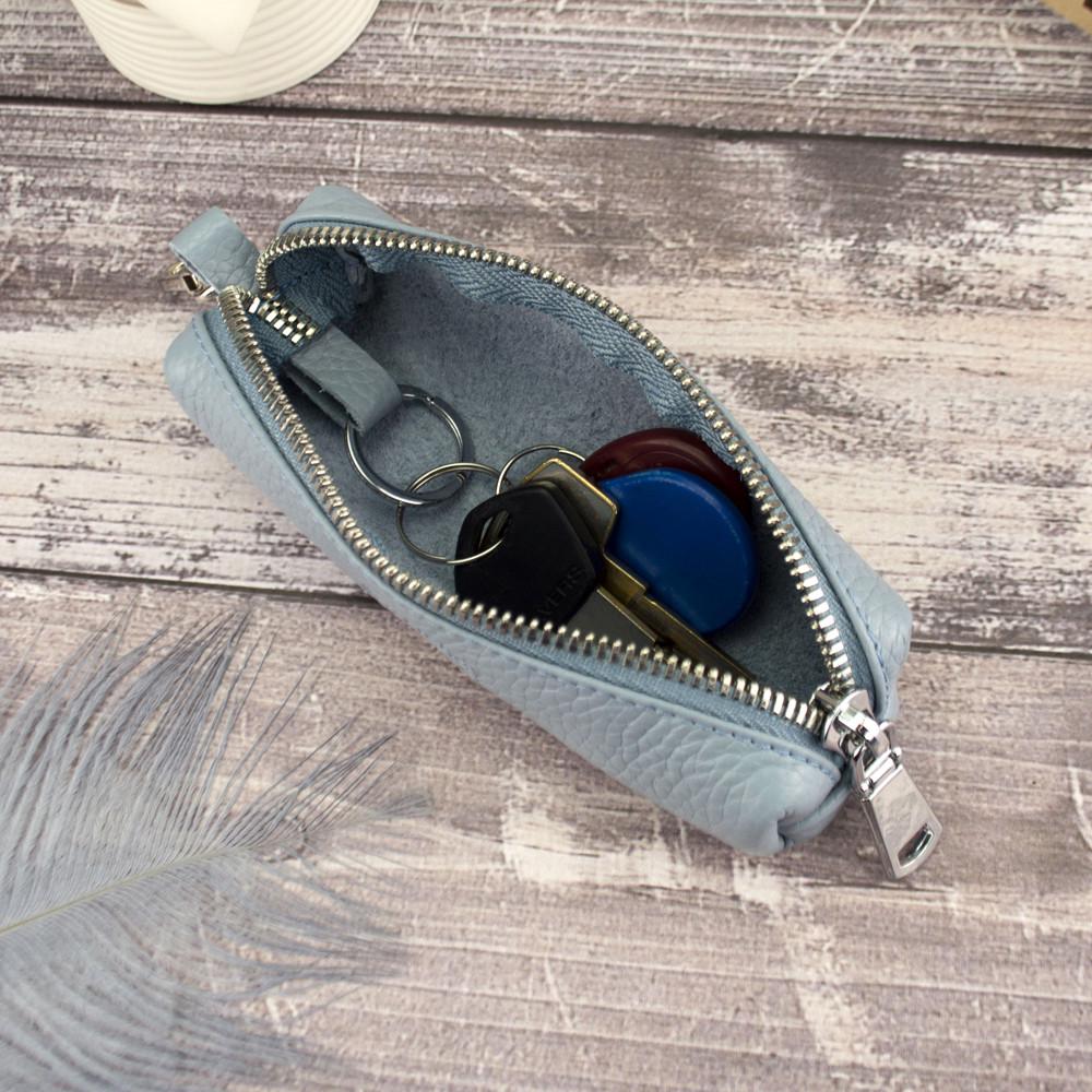 Ключница кожаная женская HC-109 на молнии Голубой - фото 8