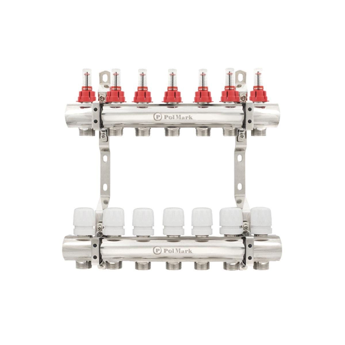 Коллектор Polmark 1x3/4 7 выходов с термоклапанами и расходомерами PBMF107 - фото 4