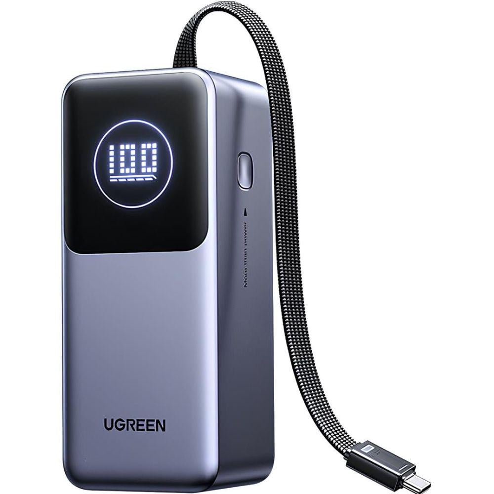 Повербанк UGREEN Nexode PB723 20000 mAh 130W с быстрой зарядкой и встроенным кабелем Серый (55365B)