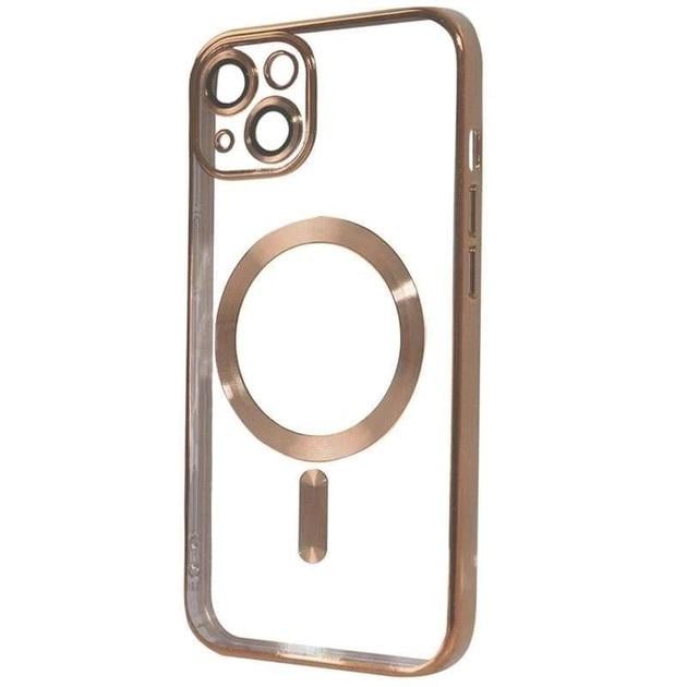 TPU хромовый чехол Chrome with Magnetic + защита камеры для Apple iPhone 15 (6.1") Gold