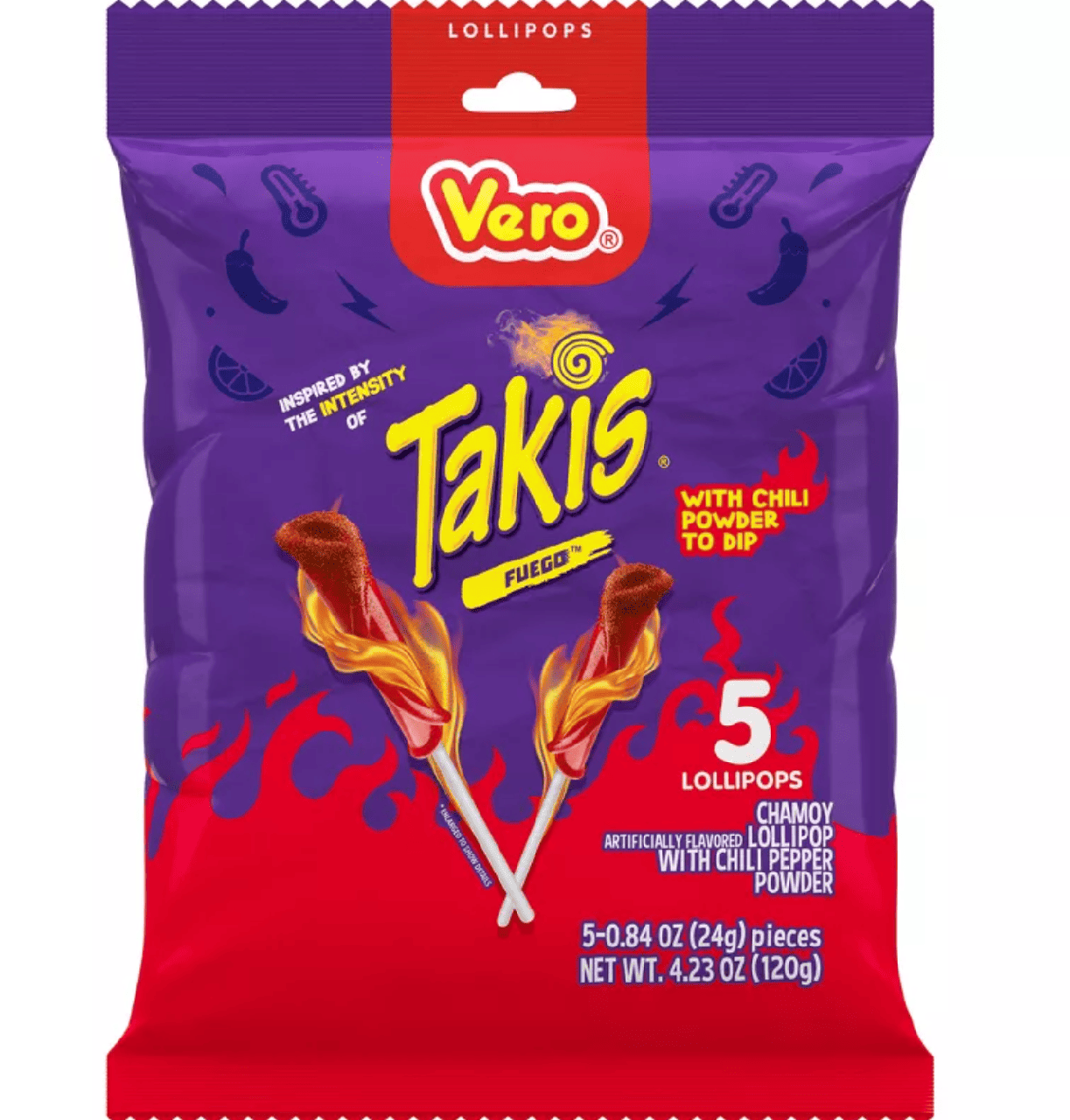Льодяники гострі Vero Takis Fuego Chamoy Lollipops 120 г (2818675187)
