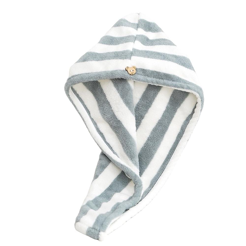 Полотенце-тюрбан чалма для сушки волос Bestlove Белый в серую полоску (HA-381)