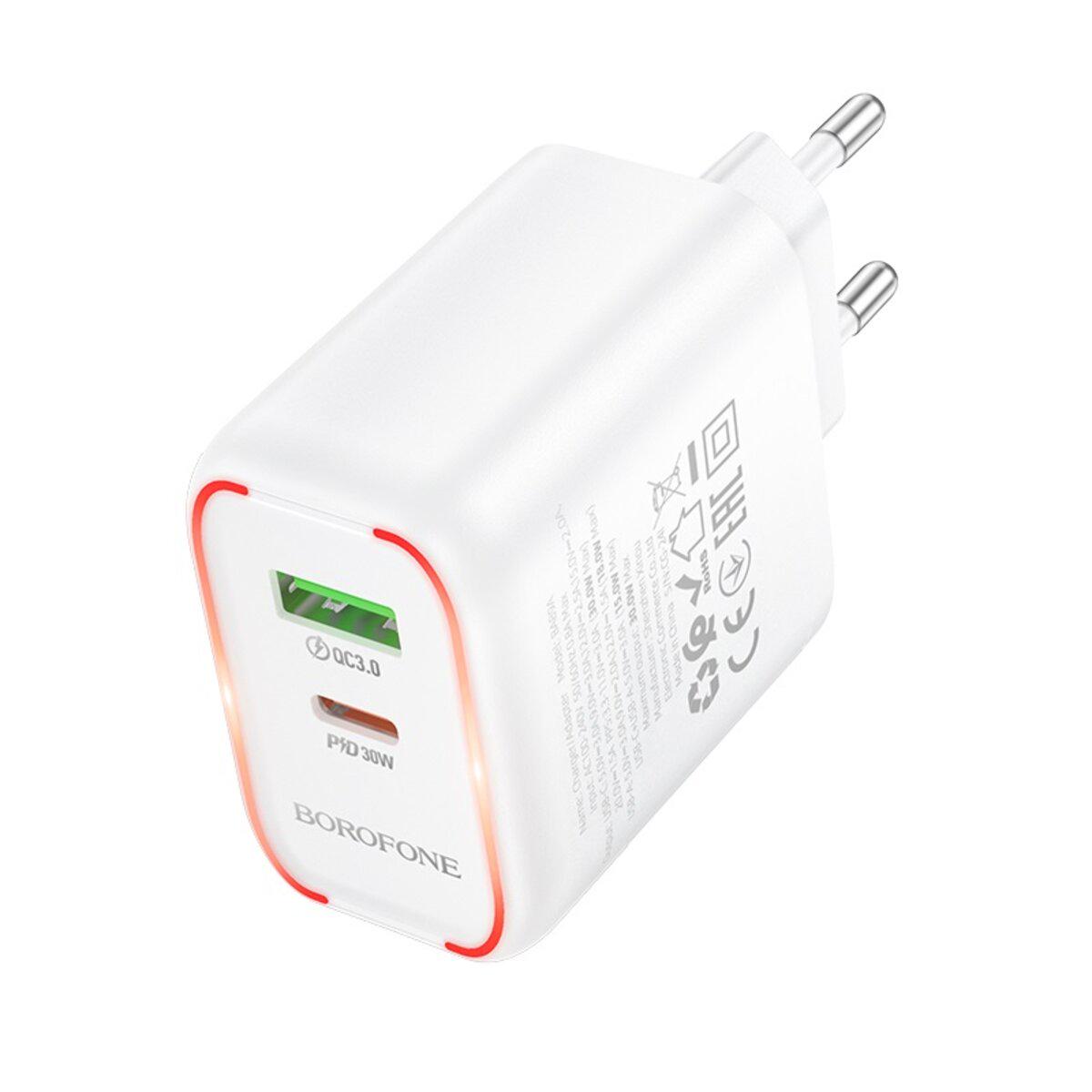Зарядное устройство Borofone BA89A Destello PD QC 3.0/Type-C/USB EU 30W White (28054854) - фото 3 Зарядное устройство Borofone BA89A Destello PD QC 3.0/Type-C/USB EU 30W White (28054854) - фото 3