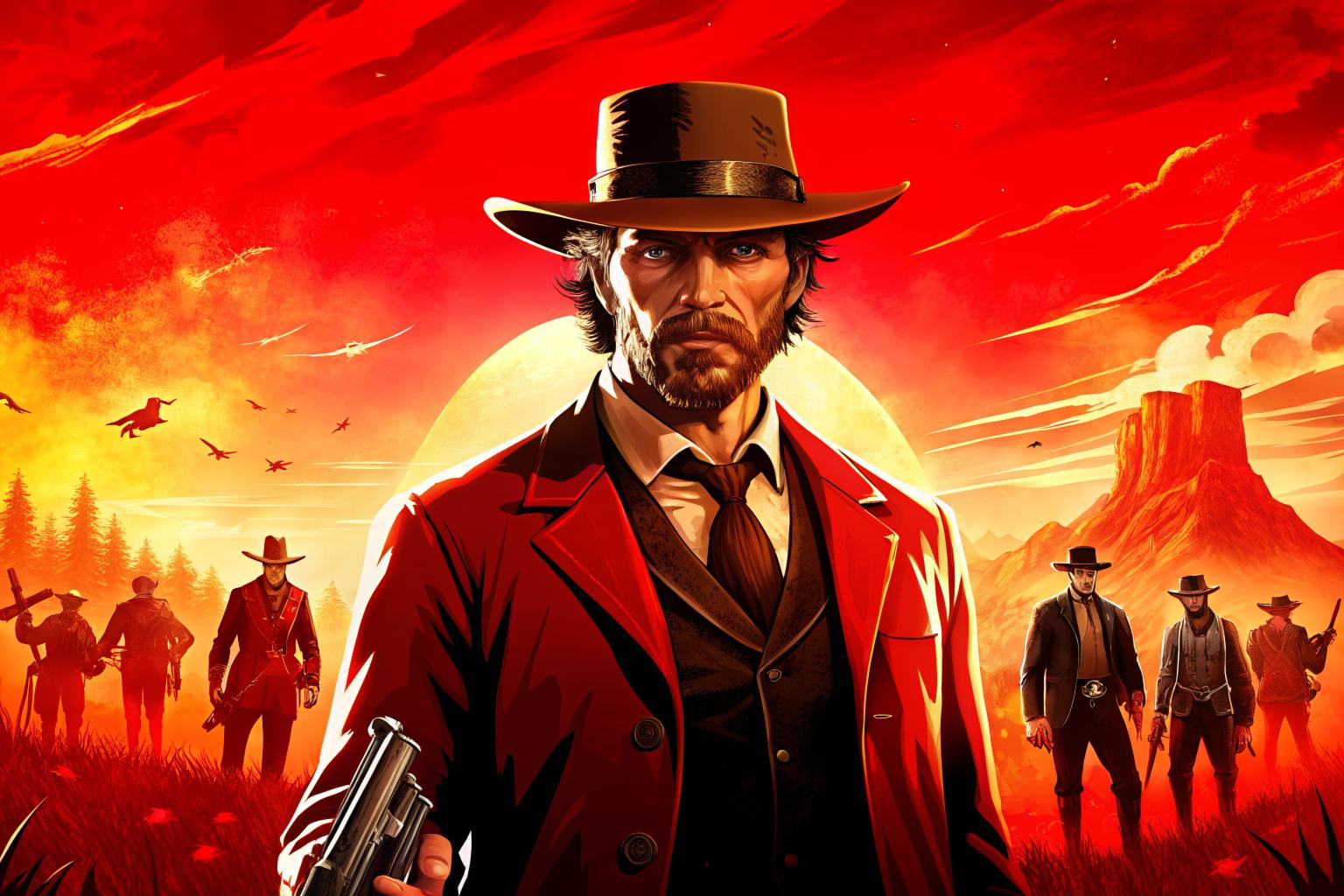 Баннер для фотозоны Игровые Герои 24 Red-Dead 2х3 м (0068)