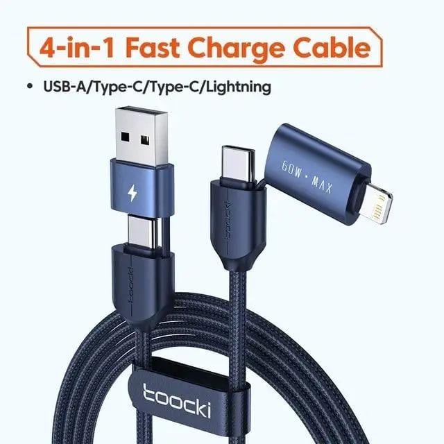 Кабель Toocki 4в1 USB/Type C + Type C/Lightning 1 м (12111909) - фото 9