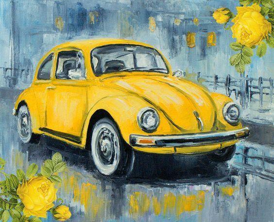 Алмазная мозаика Желтый Фольксваген 30x40 см без рамки в коробке (C539)