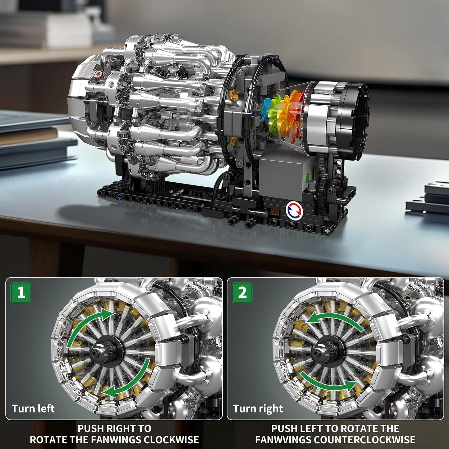 Конструктор Turbojet Engine Mechanical Mould King Двигун авіаційний турбореактивний моторозований 1247 дет. (10216) - фото 3 Конструктор Turbojet Engine Mechanical Mould King Двигун авіаційний турбореактивний моторозований 1247 дет. (10216) - фото 3