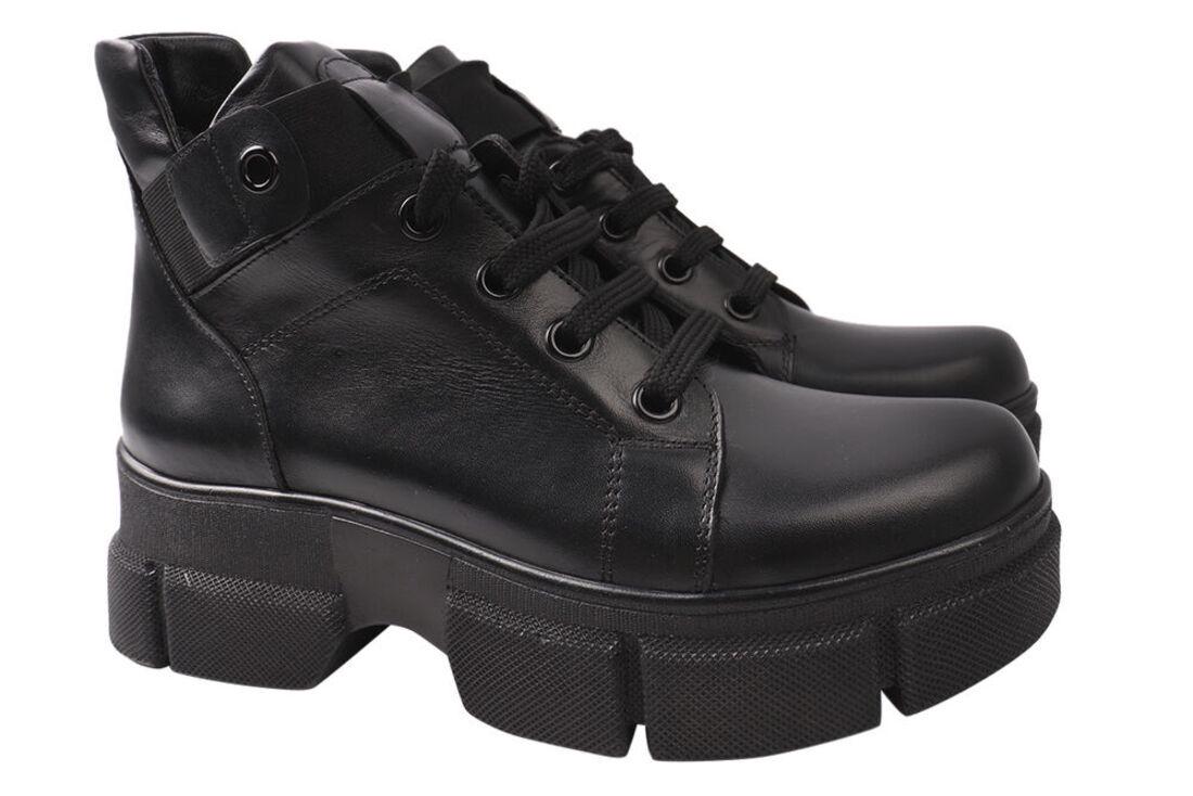 Ботинки женские Da Cota из кожи на шнуровке на платформе высокие р. 38 Черный (33-20DHC)