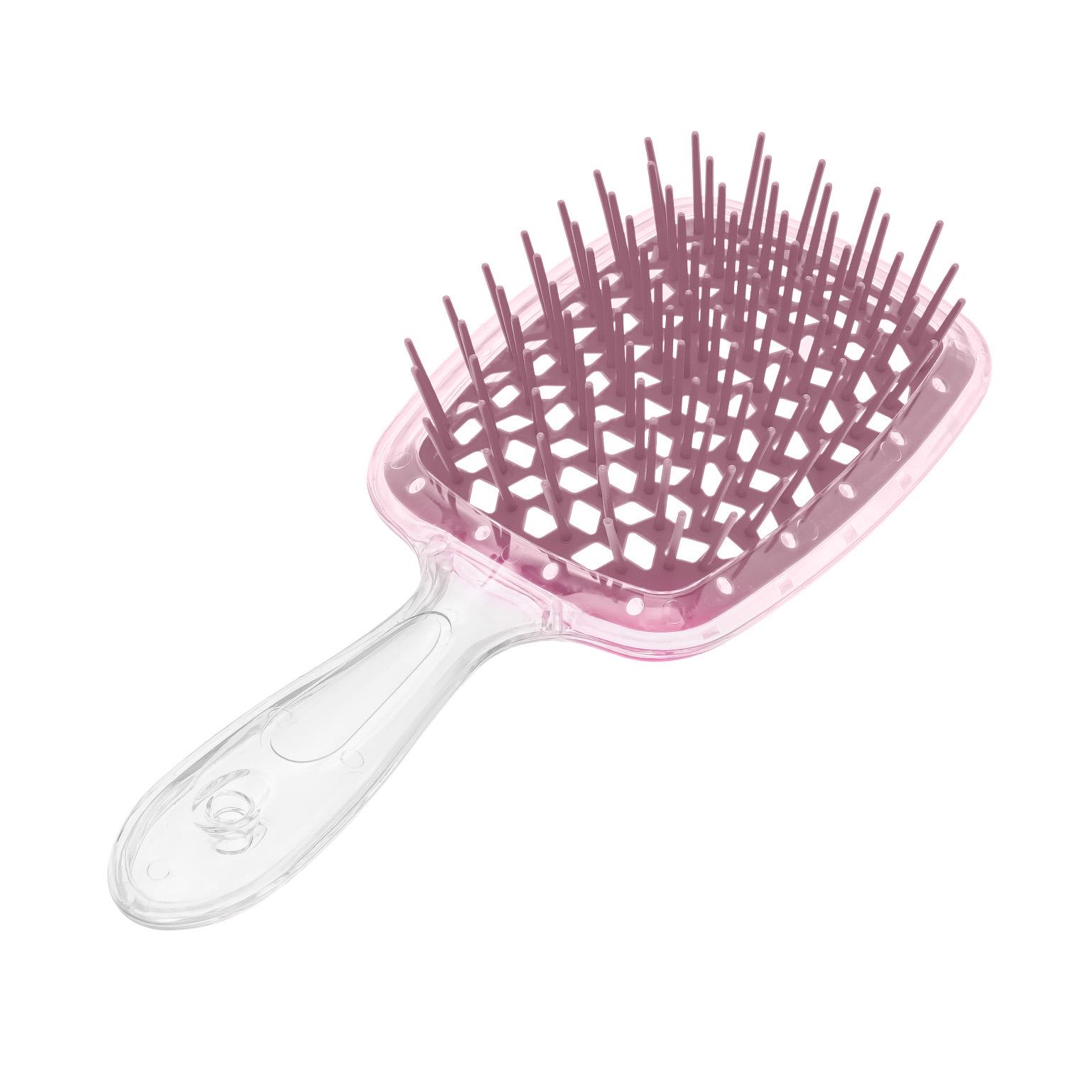 Гребінець щітка для волосся Superbrush Plus Hollow Comb Прозоро-пудровий (86242)