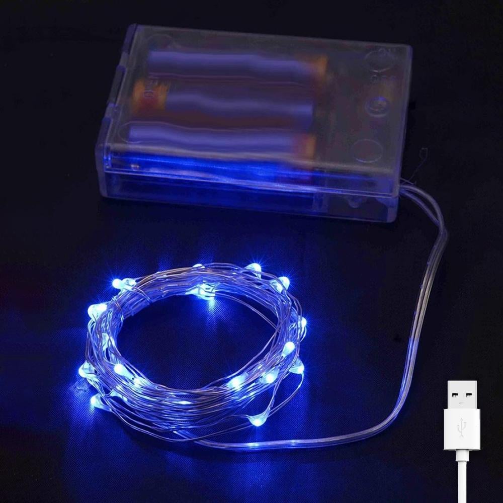 Гирлянда Роса на батарейках и USB 10 м статический режим 100LED IP44 синий
