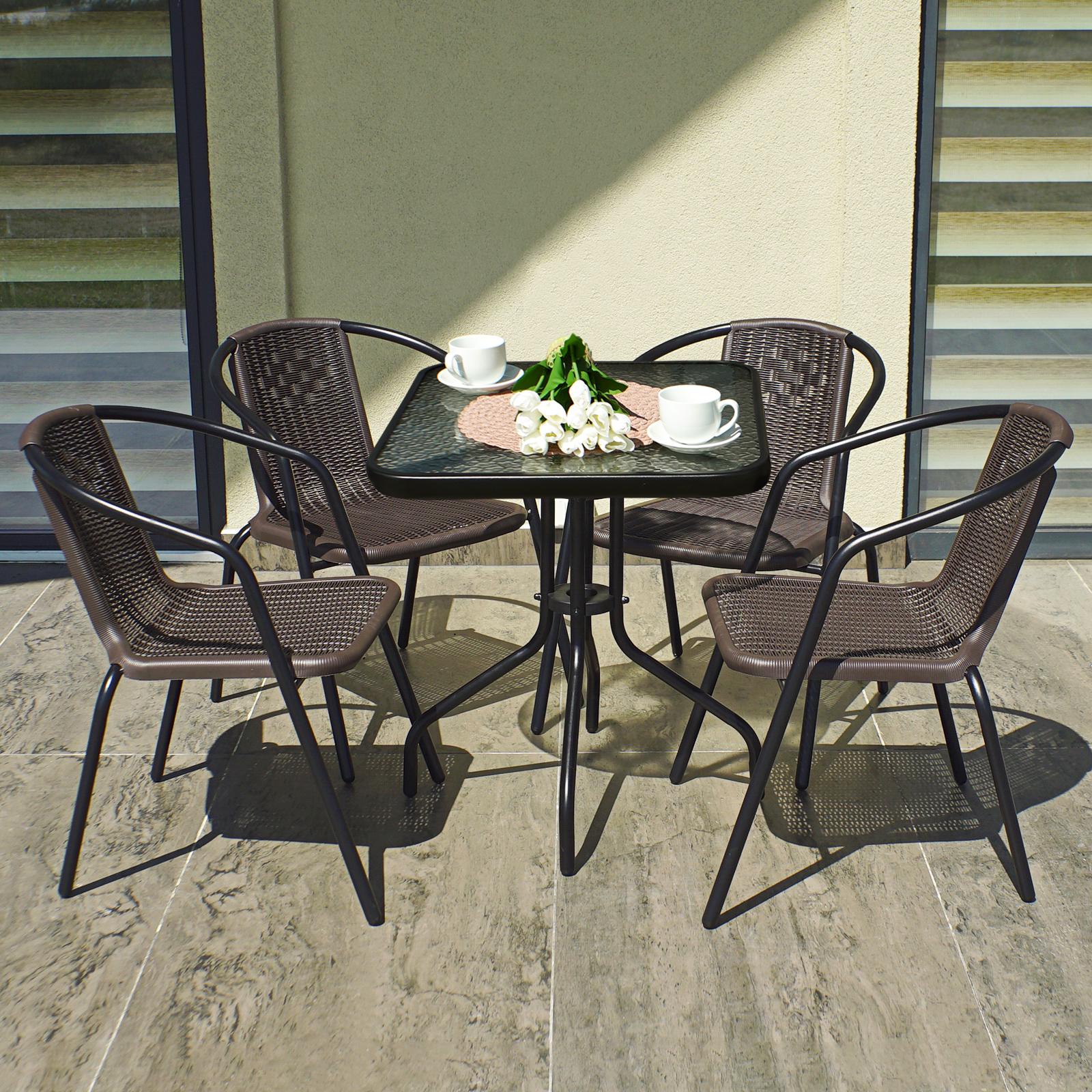 Комплект мебели 4Points Monza-4 с квадратным столом и четырьмя стульями Коричневый Комплект мебели 4Points Monza-4 с квадратным столом и четырьмя стульями Коричневый