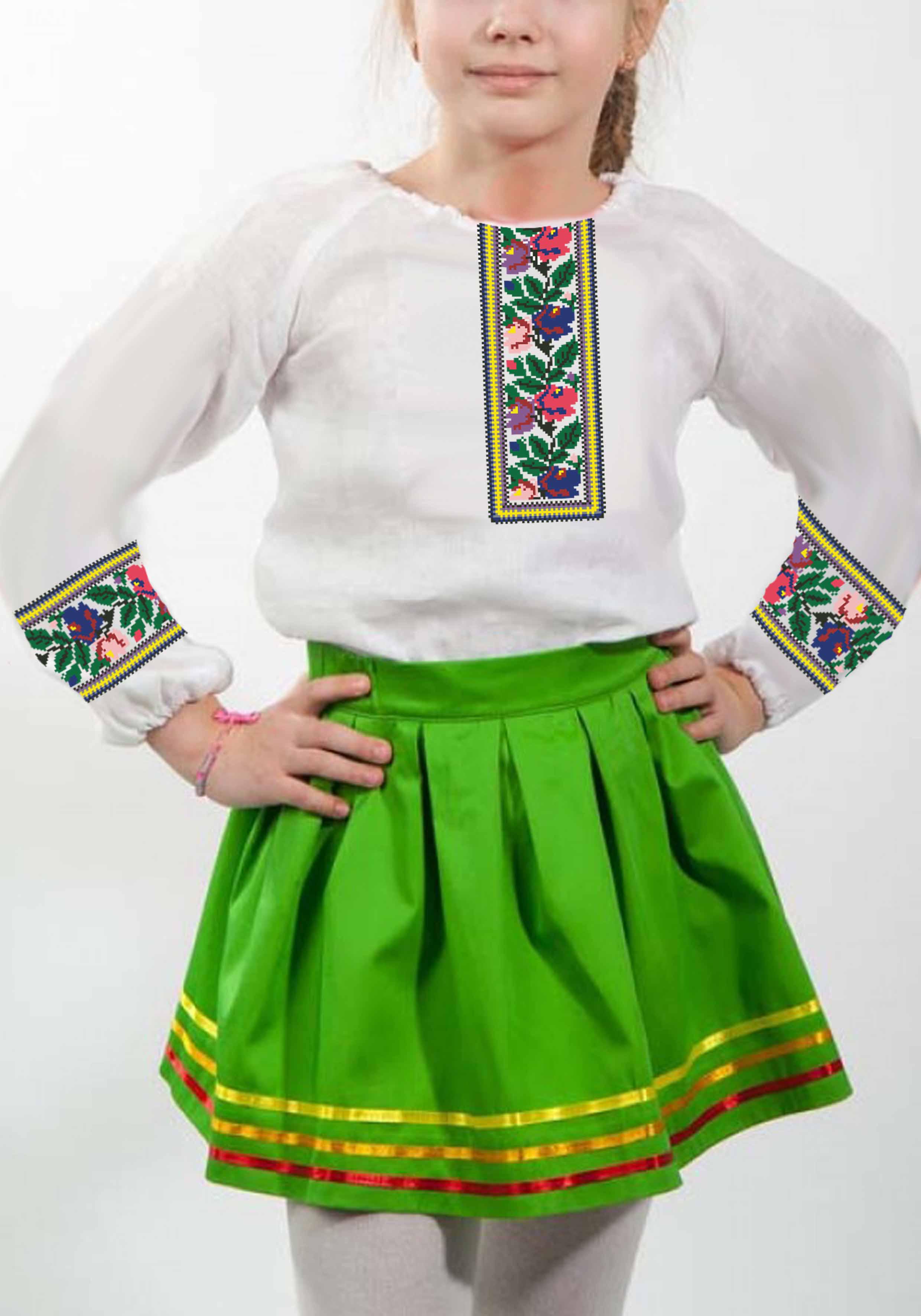 Заготовка для вишивки нитками або бісером для дівчинки СДГ-77 габардин Заготовка для вишивки нитками або бісером для дівчинки СДГ-77 габардин