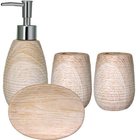 Набор аксессуаров Белый ясень для ванной комнаты 4 пр. керамика (ST-888-06-027)