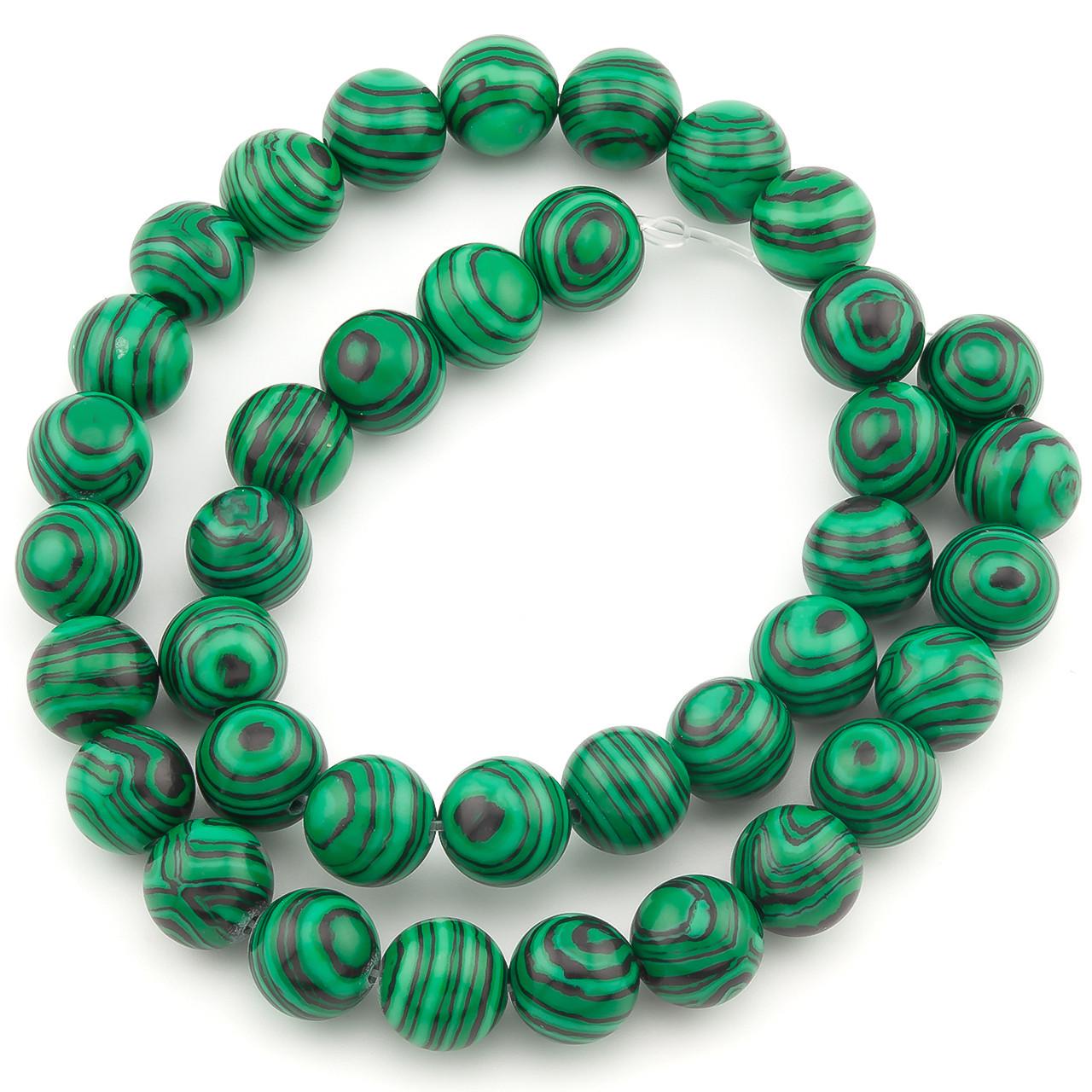 Намистини Малахіт з натурального каменю 10 мм 37 см 1 шт. (НК1021ш25)