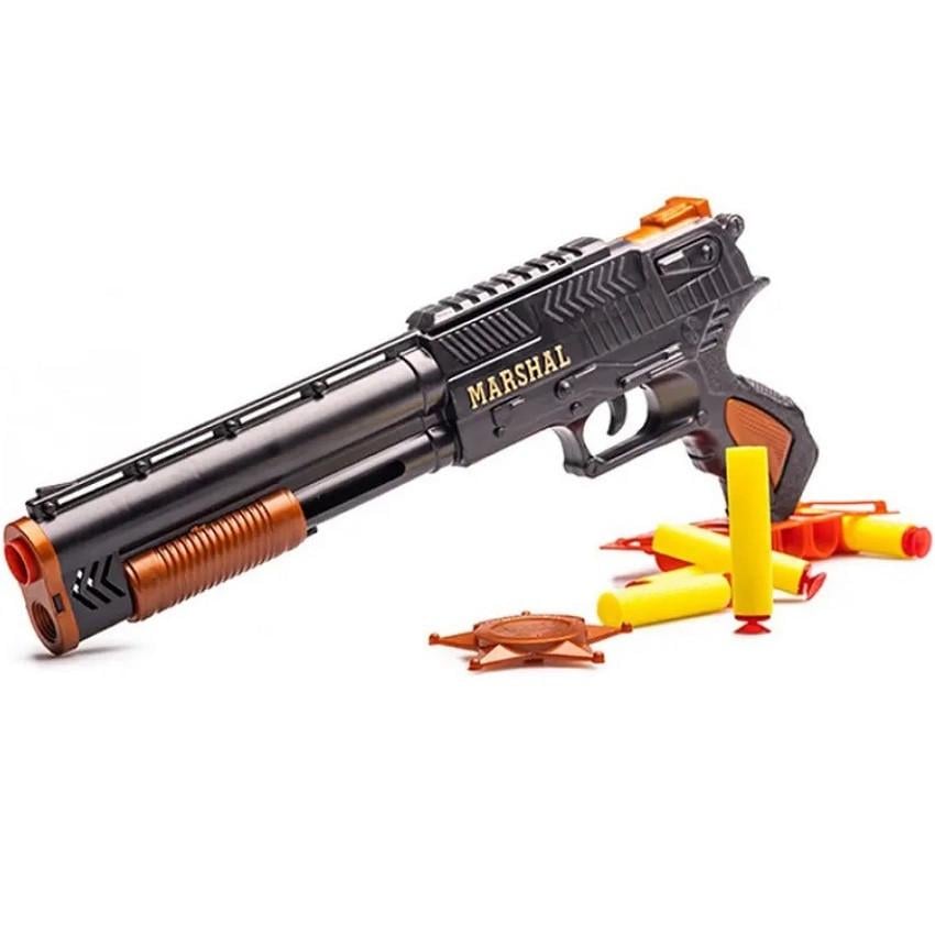 Детский игрушечный пистолет-дробовик Marshal с поролоновыми патронами на присосках (28443542)