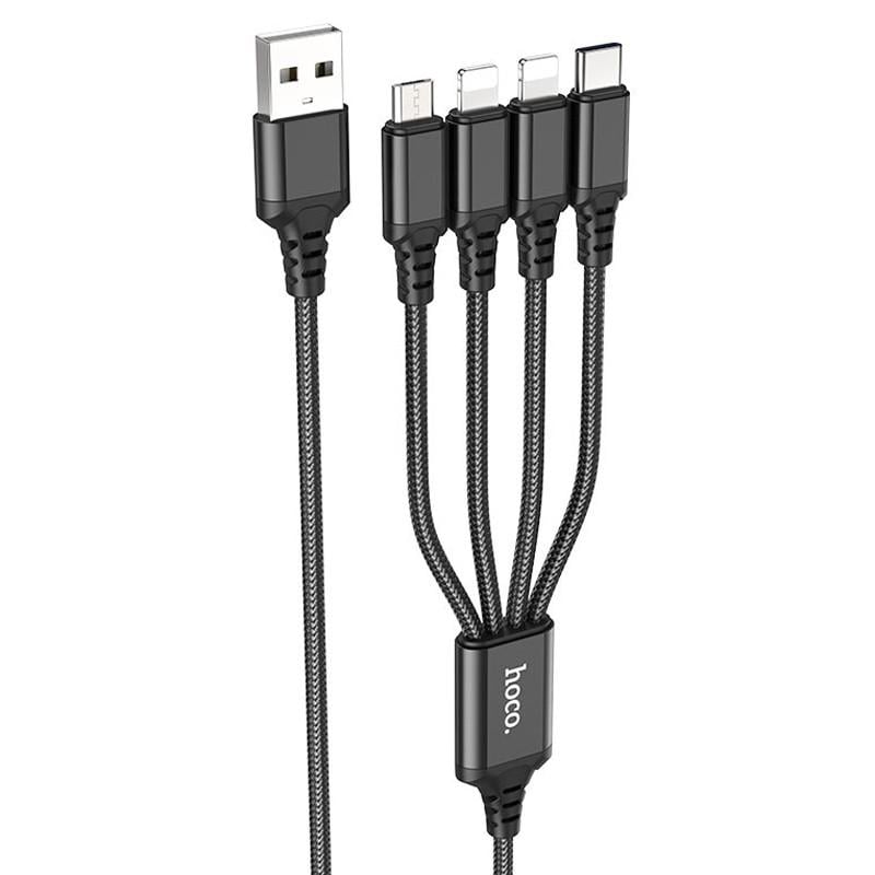 Дата-кабель Hoco X76 4in1 2xLightning+Type-C+MicroUSB 1 м Black (00000074151_1)