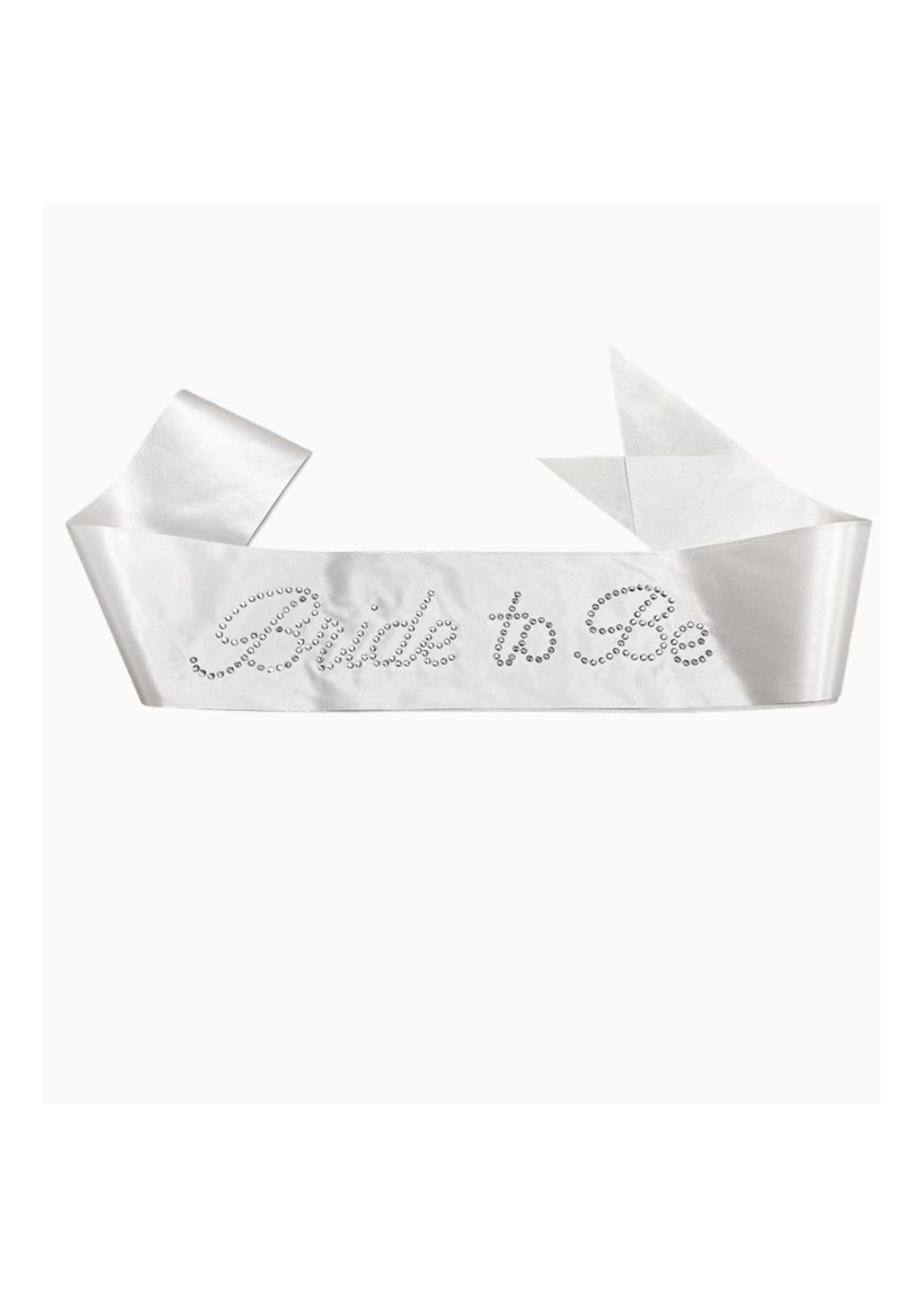 Стрічка для нареченої на дівич-вечір "Bride to be" надпис зі стрізів Білий (97)