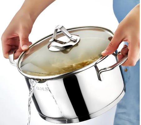 Каструля зі cкляною кришкою OMS з нержавіючої сталі для газу і індукціі 4,3 л (2039-4.3) - фото 2 Каструля зі cкляною кришкою OMS з нержавіючої сталі для газу і індукціі 4,3 л (2039-4.3) - фото 2