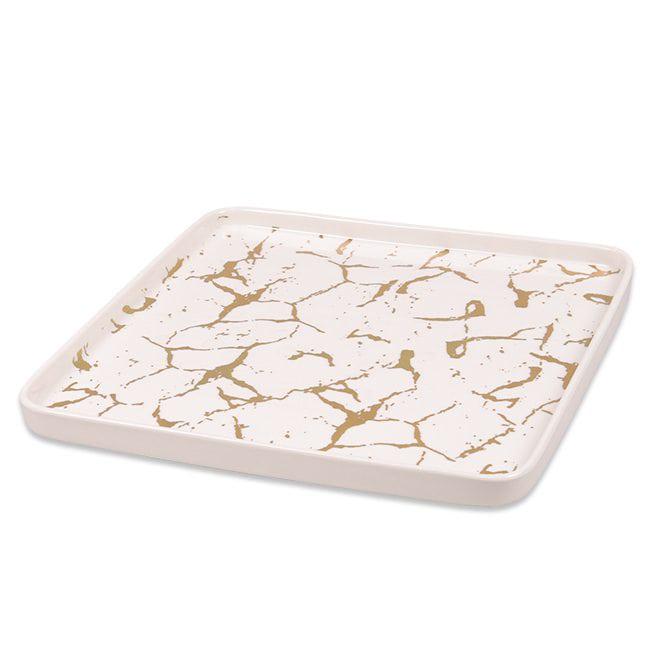 Блюдо фарфоровое квадратное Flora мрамор 28х28 см Белый (32450)