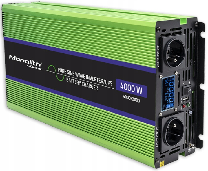 Інвертор 12 230 QOLTEC із чистою синусоїдою 2000 Вт/4000 Вт (2440051038) - фото 3 Інвертор 12 230 QOLTEC із чистою синусоїдою 2000 Вт/4000 Вт (2440051038) - фото 3