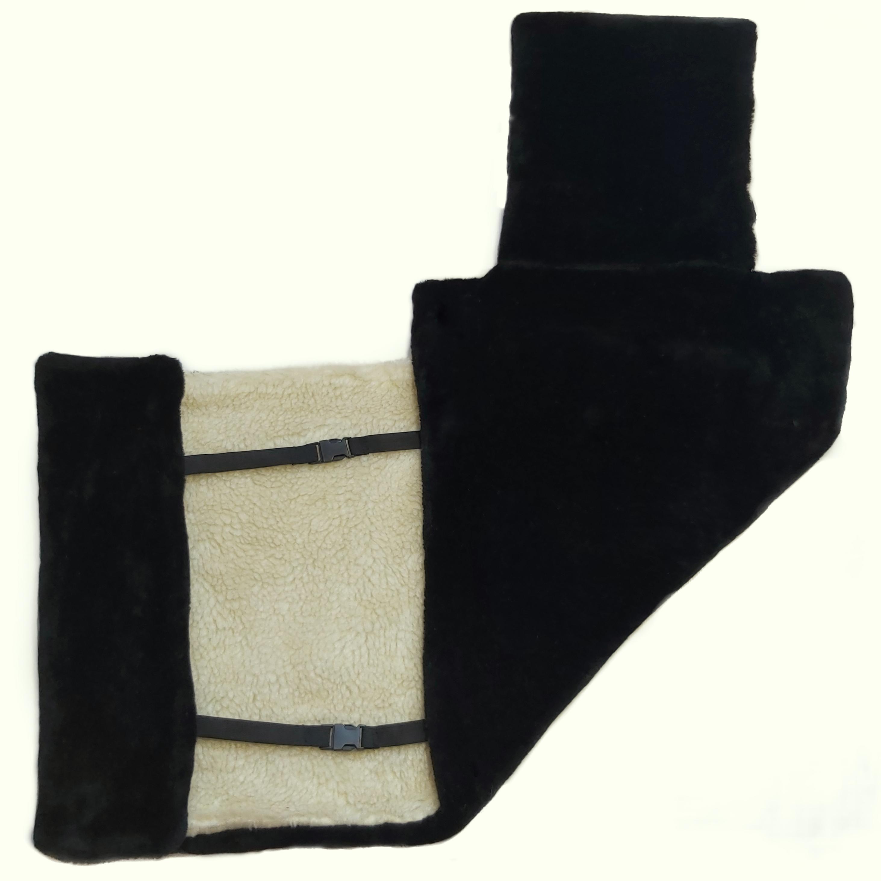 Накидка на сиденье автомобиля из овчины Sheepskin эко-шерсть 1 шт. 50 см Черный (274) - фото 6