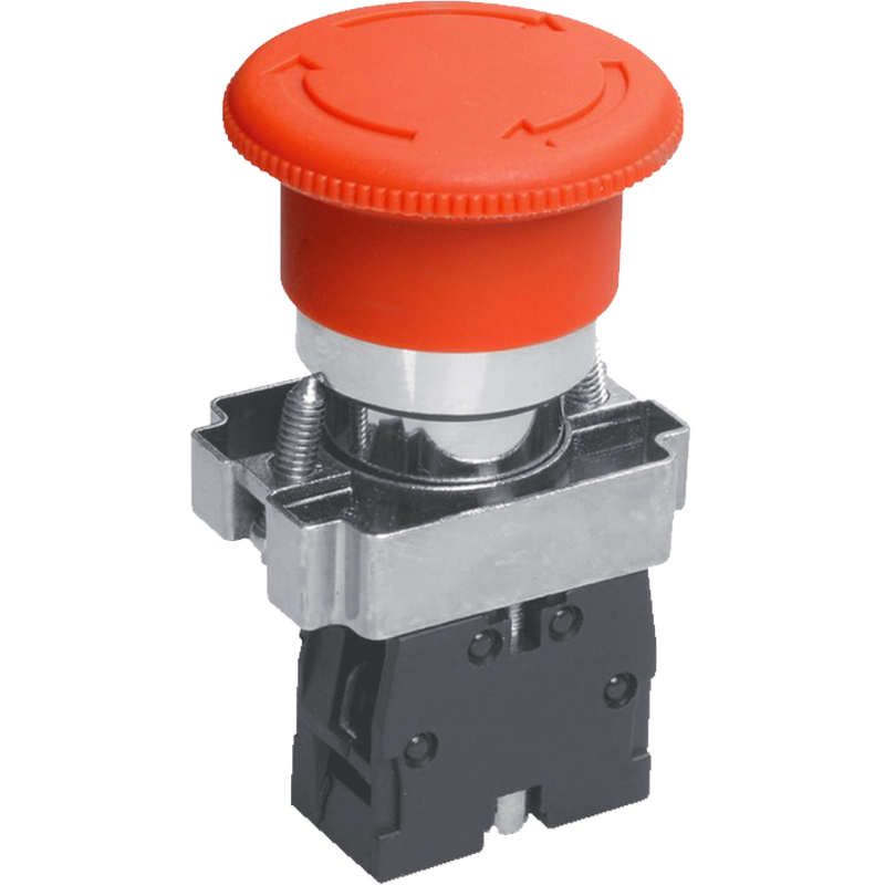 Кнопка управления CNC LAY5-ВS642 Грибок 1NC 22 мм без подсветки ø 60 мм с фиксацией Красный (Б00029355)