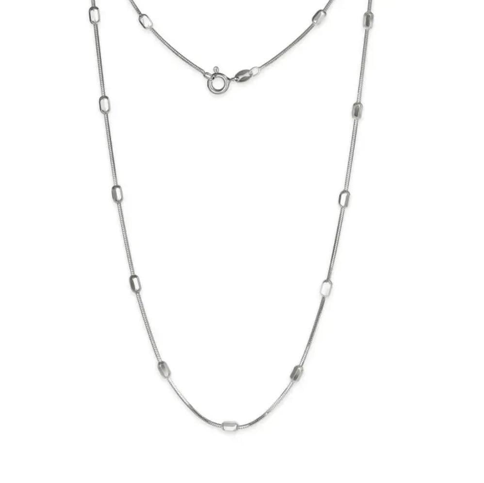 Цепочка снейк с бочонками с шариками серебро 925 пробы родированное 5,60 г 55 см (252р2/55)