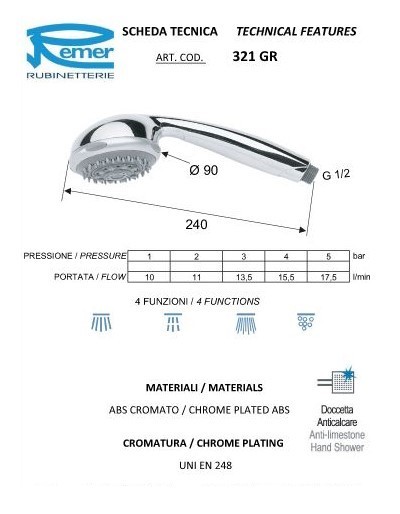 Душ ручной Remer 321GR - фото 2