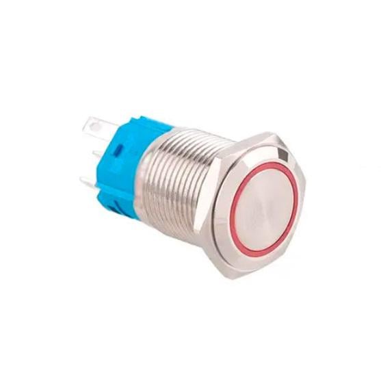 Кнопка фиксирующая 22K-P11DZ 22 мм 9-24 В LED 5pin Серебряный/Красный (767724)